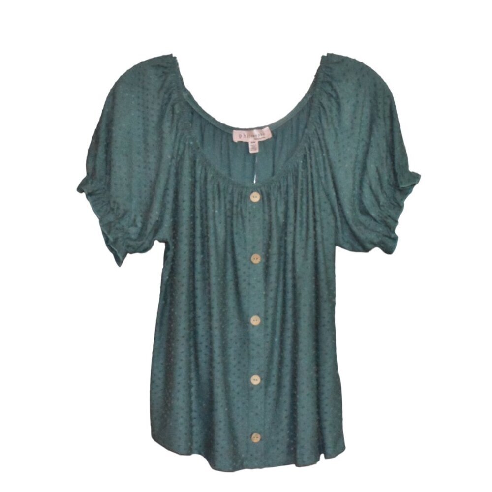 Philosophy Swiss Dot Short Sleeve Shirt Pullover Top Size M